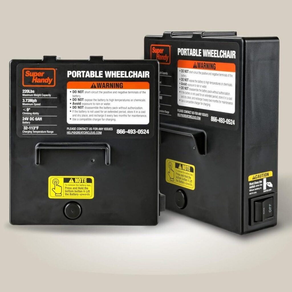 Two SuperHandy GUT163 wheelchair batteries side by side