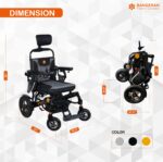 Bangeran Thunderbolt Auto Recline Folding Power Wheelchair dimensions diagram