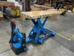 Pony Express 1052 motorized scissor lift cart on the factory floor