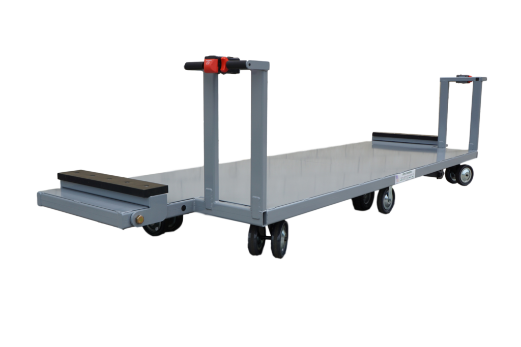 Side view of an EK Tech custom motorized long deck cart