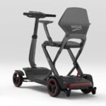 iMOVE AirCarbon folding scooter from the rear showing the seat and red tail light