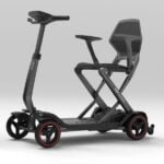 iMOVE AirCarbon folding scooter side view with the X frame and carbon tiller