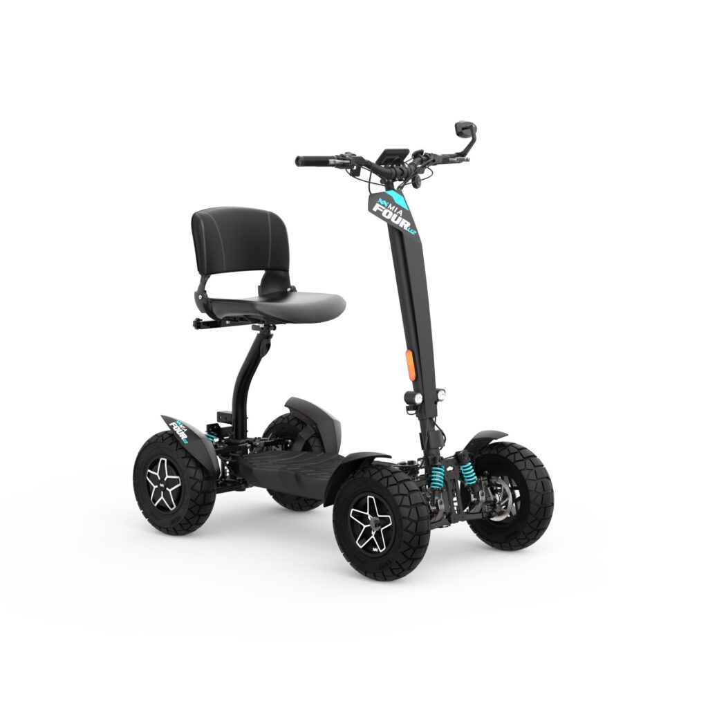 MIA FOUR X2 with the optional seat fitted, rear three quarter view