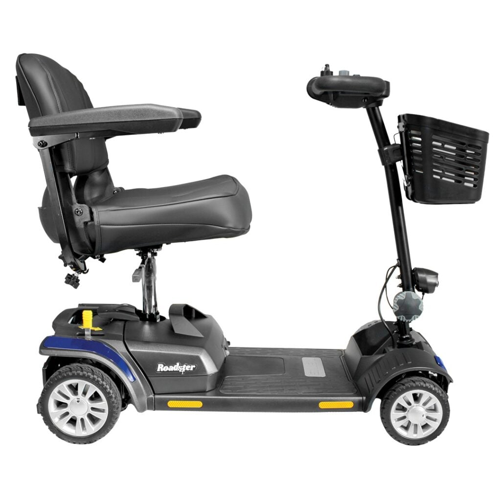 Merits Roadster S4 S741RS4 mobility scooter side view in blue