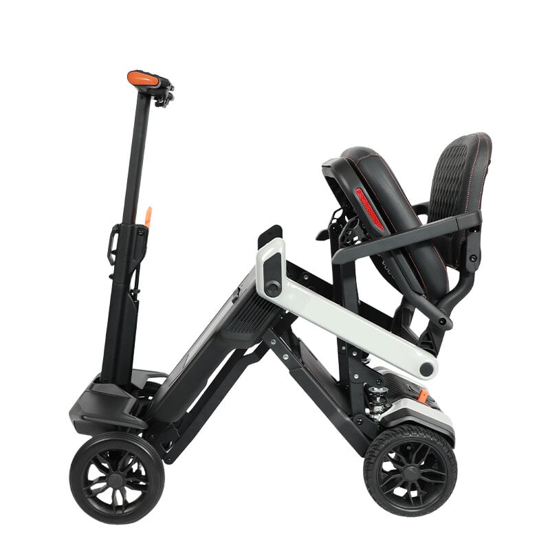 Porto Mobility Toran HD scooter partly folded, side view mid fold